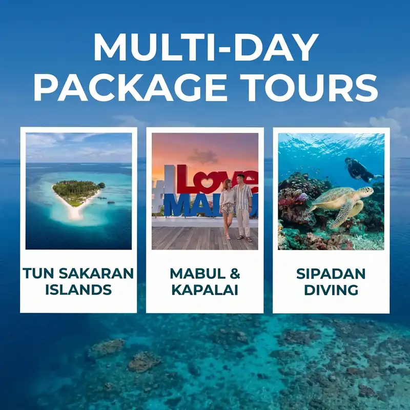 Multi day island hopping tour packages with Tampi Tampi Resort in the Semporna archipelago